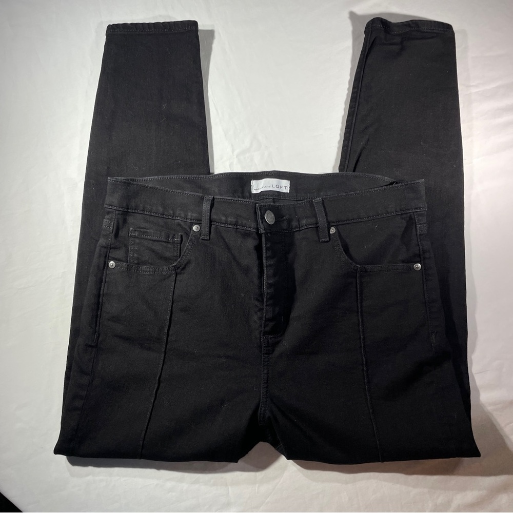 The loft ladies, black denim skinny jeans size 14/32
